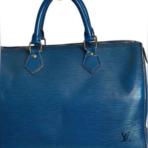 Louis Vuitton SPEEDY 30 Blue Epi Leather 1992 Vintage AS IS